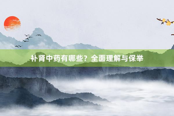 补肾中药有哪些？全面理解与保举